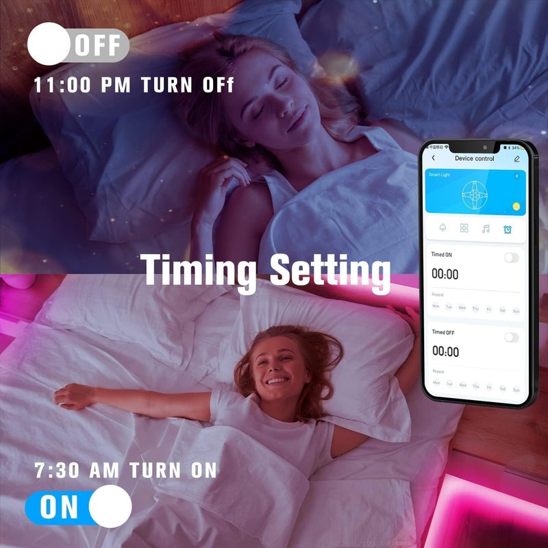 DAYBETTER LED Strip Lights 130 ft (2 Rolls of 65.6ft), LED Lights Smart App Control Lighting Bedroom Rome Decor with Remote, RGB Music Sync Color Changing LED Lights for Bedroom Party - Image 5